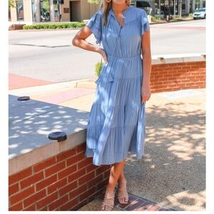 Elegant Blue Tiered Dress
